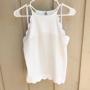 White Scalloped Halter Top